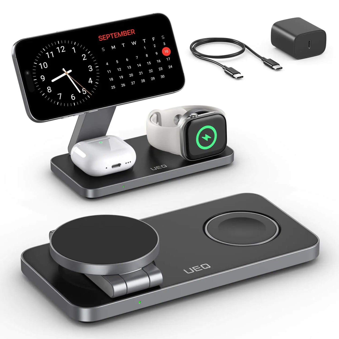 BasePro Max™ – Dock Magnético para iPhone, Watch y AirPods