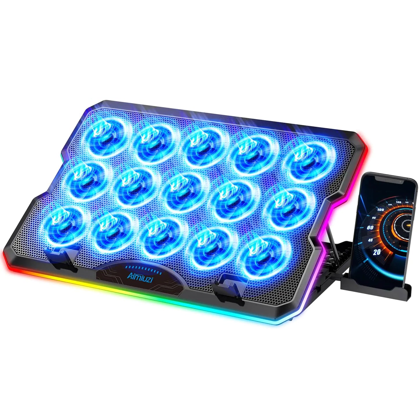 CoolPad X15 RGB – Base Gamer UltraSilenciosa con 15 Ventiladores y Luces LED