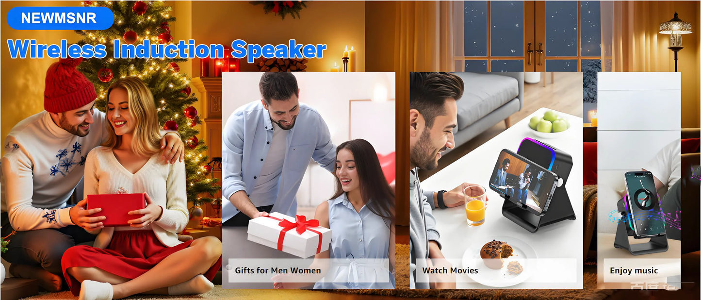 Magnetic Induction Speaker Pro — Play Music Instantly, No Bluetooth Needed | RGB Light + Phone Stand + Power Bank